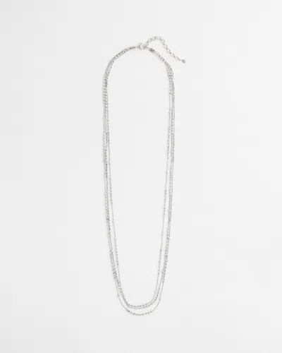 Chico's Multi Strand Blue & Silver Tone Necklace |