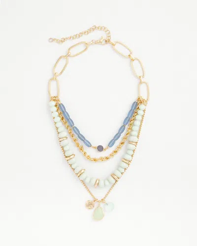 Chico's Multi Strand Ocean Charm Necklace |  In Blue Multi