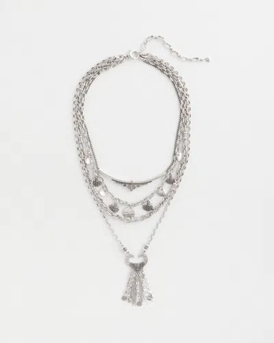 Chico's Multi Strand Silver Tone Convertible Necklace |