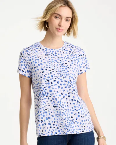 Chico's Murano Cotton Stretch Cap Sleeve Tee In Amparo Blue