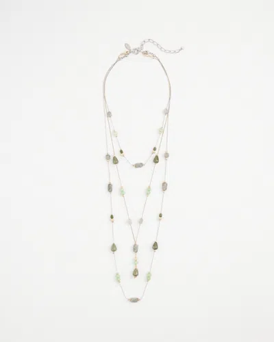 Chico's Natural Stone Layered Convertible Necklace |  In Green