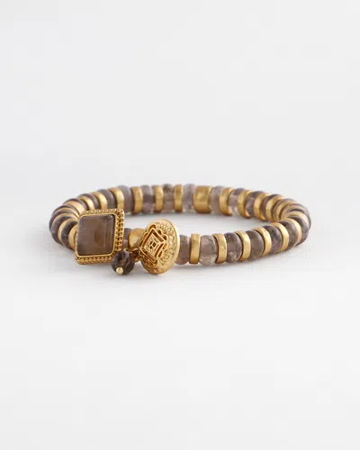 Chico's Neutral Bead Charm Stretch Bracelet |