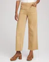 Chico's Neutral Pull-on Cropped Wide-leg Frayed Jeans In Brown