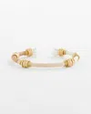 Chico's Neutral Raffia & Pearl Wrapped Cuff In White In White