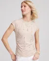 Chico's Neutral Striped Cap Sleeve Dolman Tee In Brown