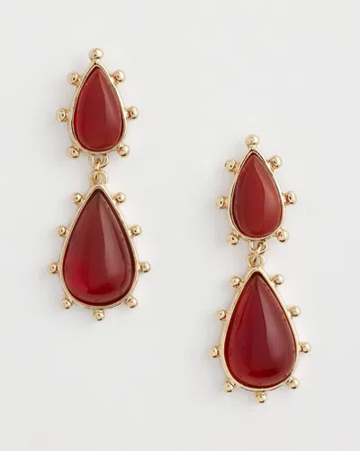 Chico's No Droop Agate Teardrop Earrings In Brown
