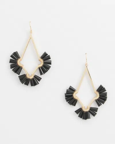 Chico's No Droop Black Glass Bead Earrings |  In Gold