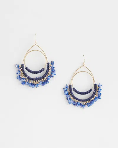 Chico's No Droop Blue Fringe Hoop Earrings |