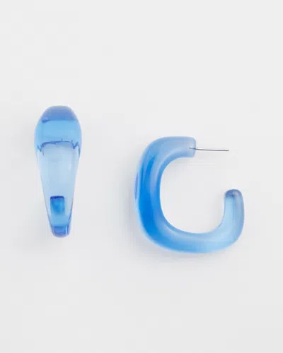 Chico's No Droop Blue Lucite Square Hoop Earring |