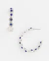 Chico's No Droop Blue Stone & Silver Hoop Earrings |  In Blue