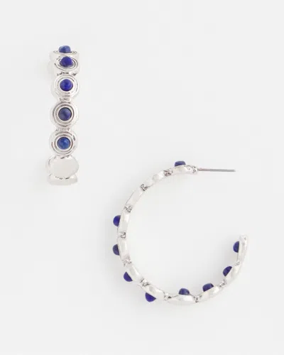 Chico's No Droop Blue Stone & Silver Hoop Earrings |