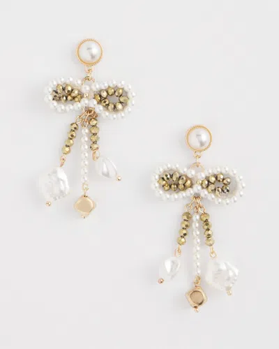 Chico's No Droop™ Faux Pearl Bow Drop Earrings |