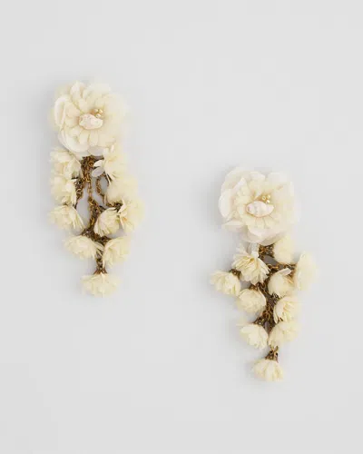 Chico's No Droop Flower & Conch Shell Earrings In White