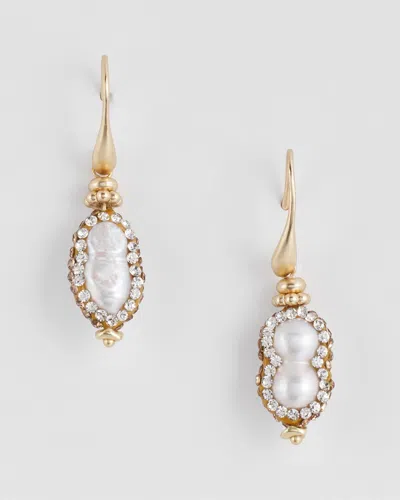 Chico's No Droop Freshwater Pearl Earrings In Metallic In White