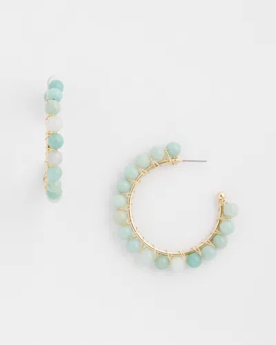 Chico's No Droop™ Genuine Amazonite Stone Hoop Earrings |  In Teal