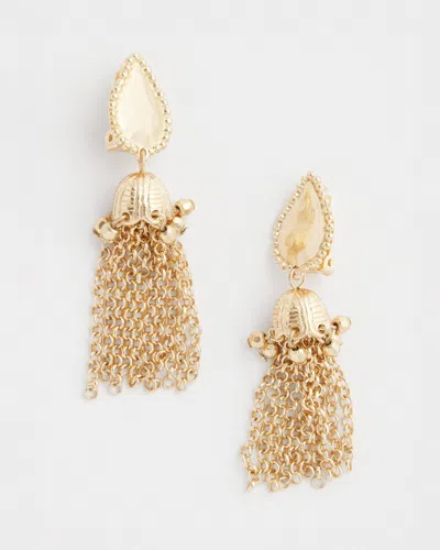 Chico's Clip-on Gold Tassel Chain Earrings |