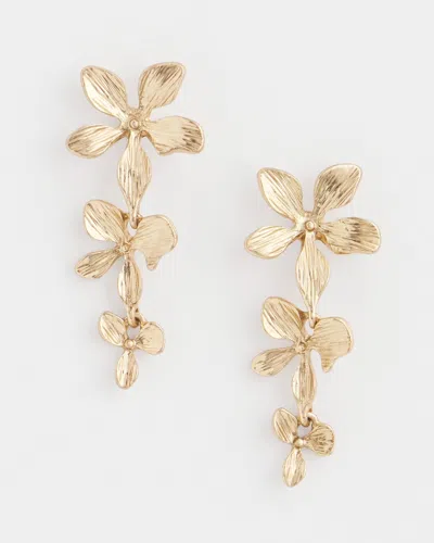 Chico's No Droop Gold Tone Floral Drop Earrings |