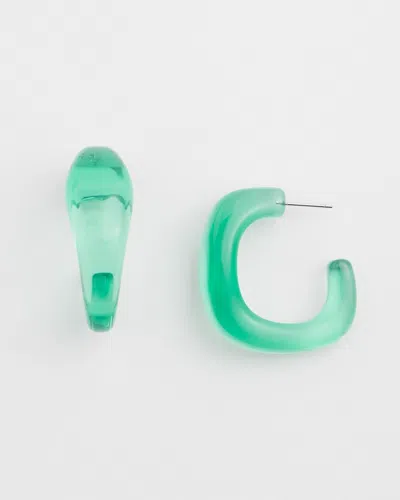 Chico's No Droop Green Lucite Square Hoop Earring |  In Grassy Green