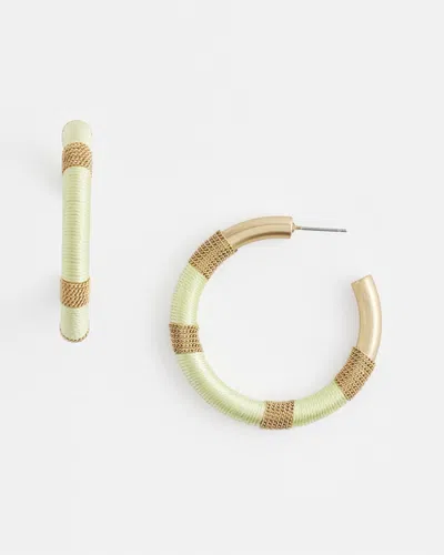 Chico's No Droop Green Thread Wrapped Hoop Earrings |