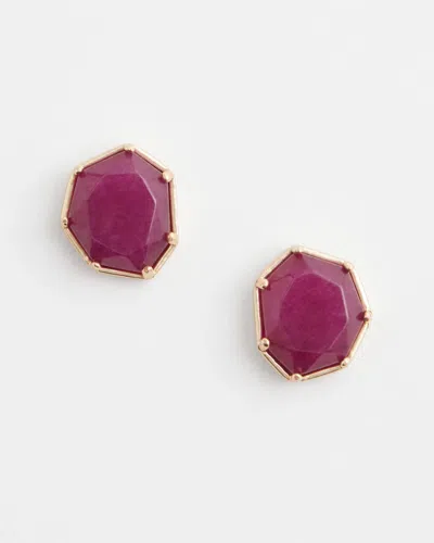 Chico's No Droop Jade Stud Earrings In In Red