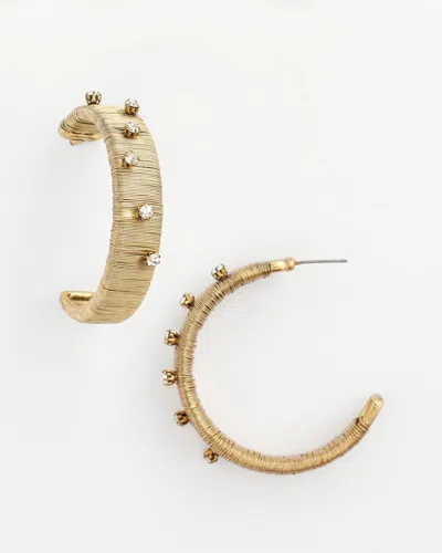 Chico's No Droop Metal Wrapped Hoop Earrings In Gold