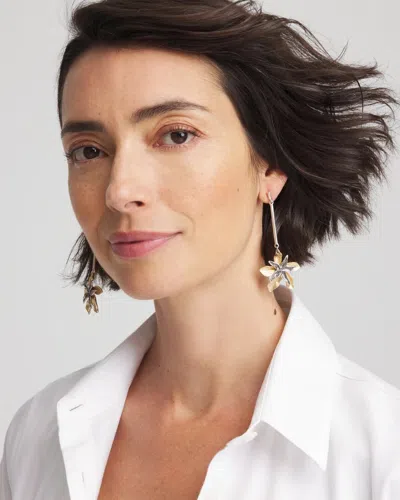 Chico's No Droop Mixed-metal Floral Linear Drop Earrings In Metallic