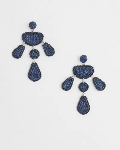 Chico's No Droop Navy Raffia Earrings |  In Blue