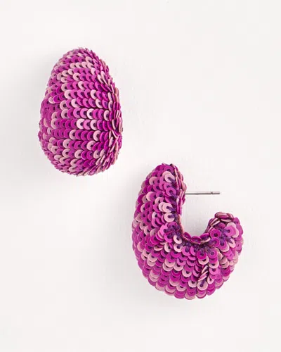 Chico's No Droop Purple Sequin Huggie Earrings |