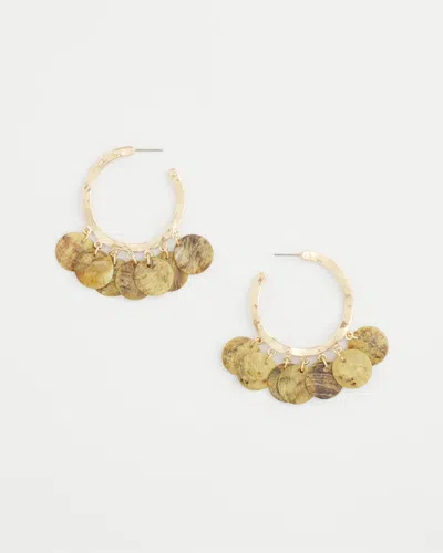 Chico's No Droop Shell-disc Hoop Earrings In Green