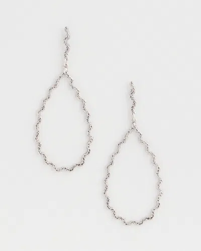 Chico's No Droop Silver Teardrop Wave Earrings |