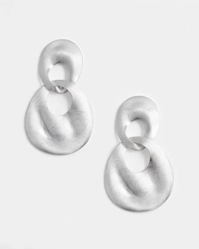 Chico's No Droop Silvertone Doorknocker Earrings In Metallic