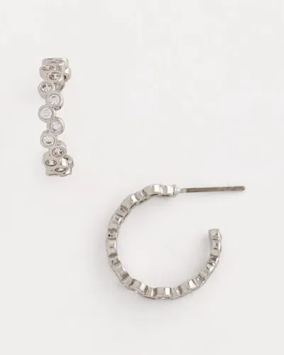 Chico's No Droop Silvertone Hoop Earrings In Metallic