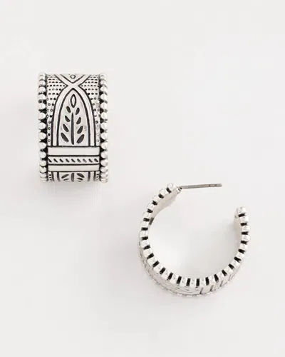 Chico's No Droop Silvertone Wide Hoop Earrings In Metallic