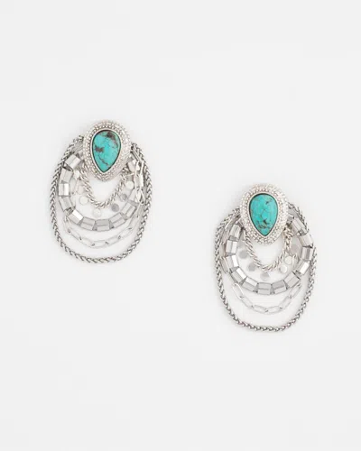 Chico's No Droop Turquoise Stone Earrings In Blue