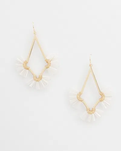 Chico's No Droop White Glass Bead Earrings |  In Gold