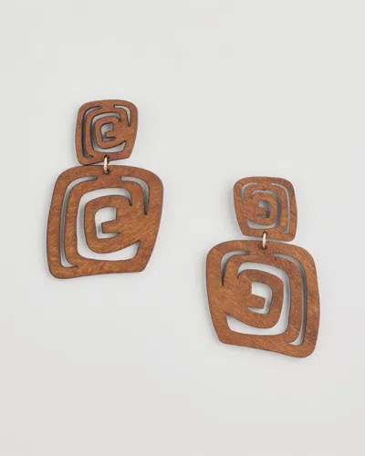 Chico's No Droop Wood Geo Drop Earrings In Neutral