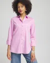 CHICO'S NO IRON 3/4 SLEEVE STRETCH SHIRT IN CANE ORCHID SIZE XL | CHICO'S