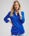 Chico's No Iron™ 3/4 Sleeve Stretch Shirt In Intense Azure