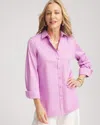 Chico's No Iron™ 3/4 Sleeve Stretch Shirt In Lavender Skies Size Xl |  In Lavender Skies