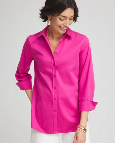 Chico's No Iron 3/4 Sleeve Stretch Shirt In Pink