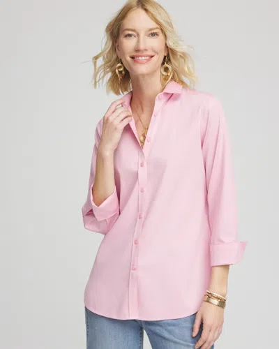 Chico's No Iron 3/4 Sleeve Stretch Shirt In Pink