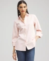 CHICO'S NO IRON 3/4 SLEEVE STRETCH SHIRT IN PINK SIZE XL | CHICO'S