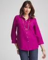 Chico's No Iron™ 3/4 Sleeve Stretch Shirt In Purple Size Xl |  In Purple Clover