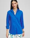 Chico's No Iron™ 3/4 Sleeve Stretch Shirt In Turkish Sea