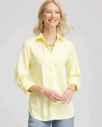 Chico's No Iron 3/4 Sleeve Stretch Shirt In Yellow