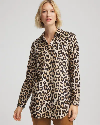 Chico's No Iron Animal-print Tunic In Tan In Animal Print