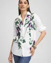 Chico's No Iron™ Bloom Shirt In Purple Size Medium |  In Midnight Violet