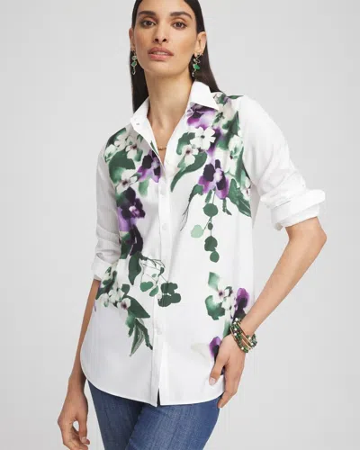 Chico's No Iron™ Bloom Shirt In Purple Size Medium |  In Midnight Violet