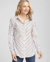 Shop Chico's No Iron™ Camel Stripe Shirt In Tan Size Xl |