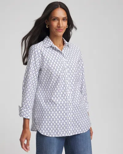 Chico's No Iron Chain Connection Shirt In Blue